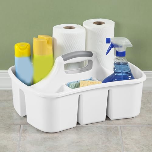 Multi-Purpose Plastic Cleaning Caddy, Shower Caddy Organizer/Storage Basket/Totes Portable for Bathroom Supplies, Cleaning Products, Under Sink Tool, Housekeepers (White)