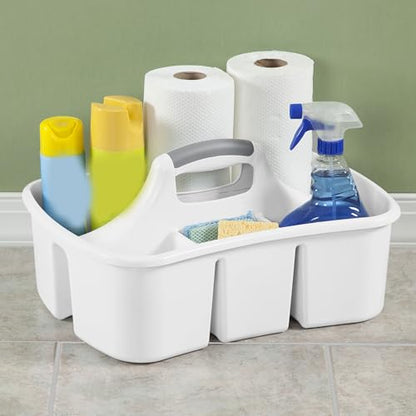 Multi-Purpose Plastic Cleaning Caddy, Shower Caddy Organizer/Storage Basket/Totes Portable for Bathroom Supplies, Cleaning Products, Under Sink Tool, Housekeepers (White)