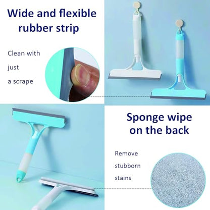 2 Pack All-Purpose Shower Squeegee for Shower Glass Door, Shower Glass Cleaner Squeegee with Spray, Washer, Wiper, 3 Functions in 1, Perfect Household Cleaner Tool