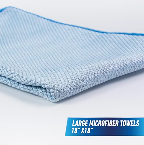 UNGER Professional 18” x 18” Large Professional-Grade Microfiber Cloth Towels, Multi-Purpose Wet and Dry Cleaning Cloths for Kitchen, Bath, Auto, Appliances, Car Supplies (Pack of 30) - size: 18" x 18" (30 Pack), style: Large Towels