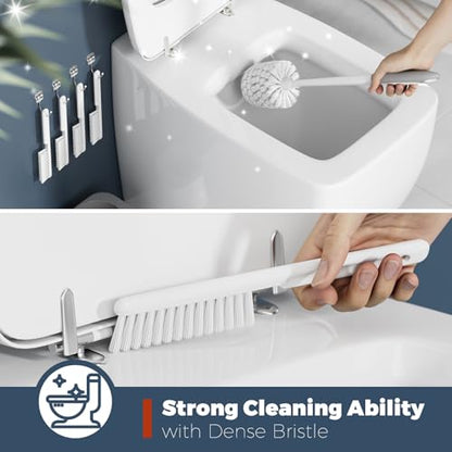 Toilet Brush, 4 Pack Toilet Brush and Holder Set Bathroom Accessories, Toilet Bowl Brush and Holder with 4 Crevice Brush for Bathroom, Toilet Scrubber Brush, White - color: White