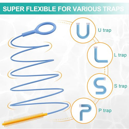 EastLink 50 Inch Extra-Long Drain Snake 3 Pack, Reusable Sink Snake with Easy-Rinse Barbed Tip, Anti-Break Flexible Steel Drain Clog Remover with Nylon Layer, Ideal for Bathroom, Shower and Bathtub