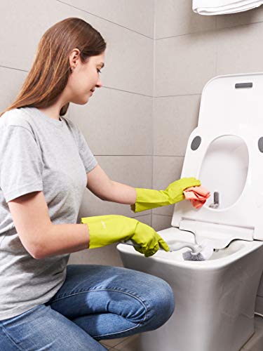 LANON 3 Pairs wahoo Skin-Friendly Cleaning Gloves, Dishwashing Kitchen Gloves with Cotton Flocked Liner, Reusable, Non-Slip, Bud Tender, Medium - color: Bud Tender, size: Medium (Pack of 3)
