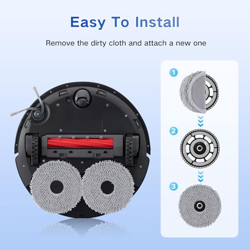 VIEWALL 8 Pack Mop Cloths for Roborock Qrevo QV 35A/35S/S5V/Q Revo S/Pro/Master/Plus/Curv/S5X/Edge/S5A/QX Revo/Saros 10R/20 Series Vacuum Cleaner, Microfiber Washable Mop Pad Replacement Accessories - size: Qrevo/Saros Mop Pads 8 Pack