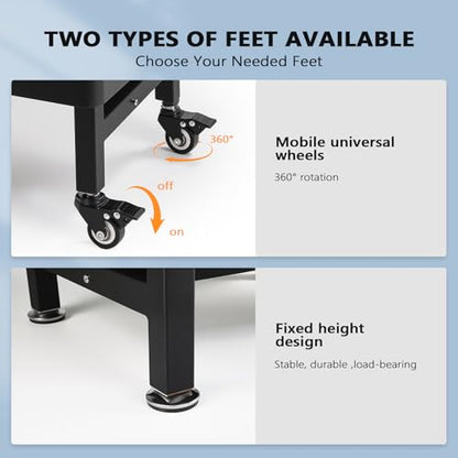 ROVSUN Commercial Mop Sink on Wheels, Plastic Floor Mop Slop Sink, Black Freestanding Mobile Utility Sink for Restaurant, Office, Business, Outdoor, Indoor Use, 19.7L x 18.8W x 22.3H inch