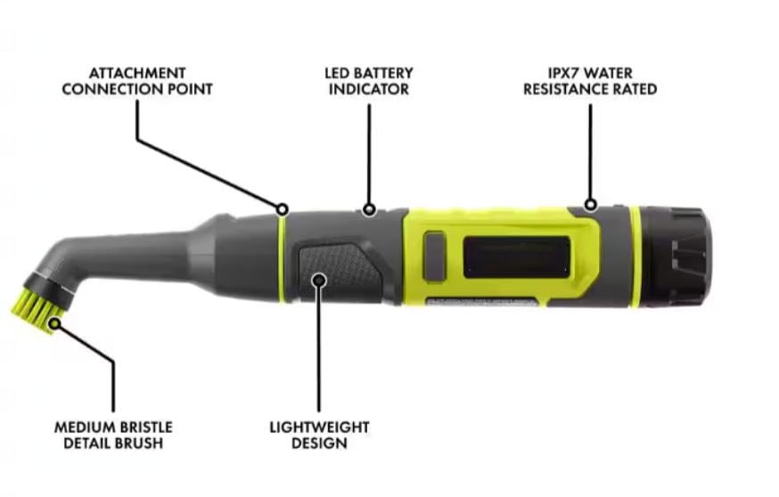 FVG52K-A95SB02 Fits For RYOBI USB Lithium Cordless Compact Detail Scrubber Kit w/ 2Ah Battery, Charging Cable, & Soft Bristle Accessory Kit (2-Piece)