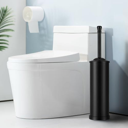 Black Toilet Brush and Holder Set,304 Stainless Steel Toilet Bowl Brush and Holder for Bathroom,Heavy Duty Toilet Brush,Durable Scrubbing Bristles,Splash Resistant,Long Handle - color: Black