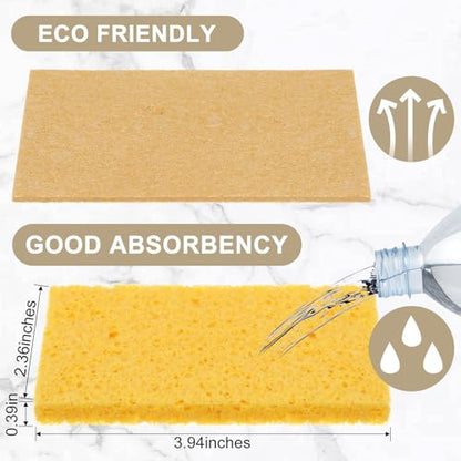 Zhengmy 100 Pieces Sponges Bulk Sponges Kitchen Compressed Sponge Natural Dish Sponge Compressed Wood Pulp Cleaning Without Scratching for Kitchen Bathroom, 3.9 x 2.4 x 0.12 Inch (Yellow) - color: Yellow