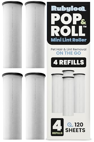 Mini Lint Roller for Pet Hair 4 Refills Pack - Replacement Rolls Compatible Only with Pop & Roll Retractable Travel Lint Roller, Sticky Dog & Cat Hair Remover for Clothes - size: Refills Only (4 Pack)