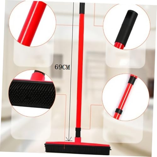 Beaupretty PET Hair Removal Broom Long Handle Rubber Carpet Scraper for Dog Hair Cleaning Easy to Use Mop for Windows and Home Cleaning