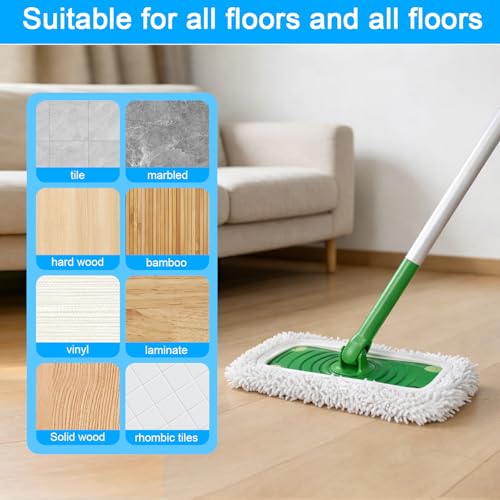 3 Pack Flat Mop Pads Replacement Washable Reusable Wet Dry Floor Cleaning Refill Set for Home Hard Floor(White) - color: White