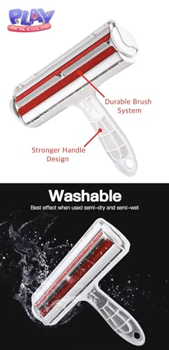 Play Pet Hair Remover Roller – Reusable Lint Roller for Cat & Dog Hair on Furniture, Couch, Carpet, Car, Rugs & Bedding – Portable, Eco-Friendly