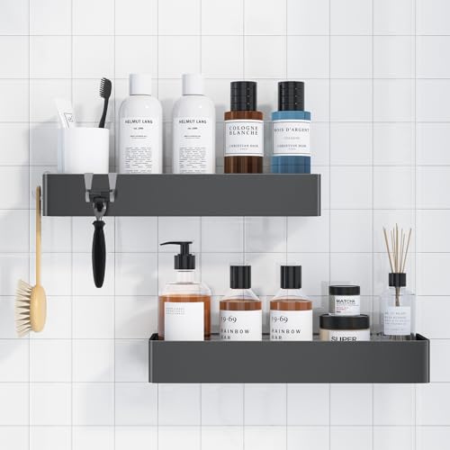 Kitsure Shower Caddy - 2 Pack Adhesive Shower Organizer, Rustproof Metal Shelves, No-Drill Bathroom Organizers and Storage, Dark Grey, XX-Large - color: Dark Grey, size: XX-Large