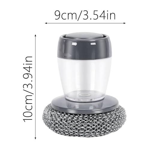 Soap Dispensing Dish Brush, 2 in 1 Kitchen Scrub Brush with Built in Soap Dispenser, Replaceable Dish Scrubber Bristles with Ergonomic Handle for Cleaning Dishes Pots Sinks (1)