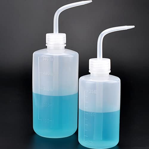 Valchoose 250ml 500ml Plastic Wash Bottle Medical Squeeze, LDPE Succulent Watering Bottle - 2PACK - color: White, size: 1x250ml+1x500ml