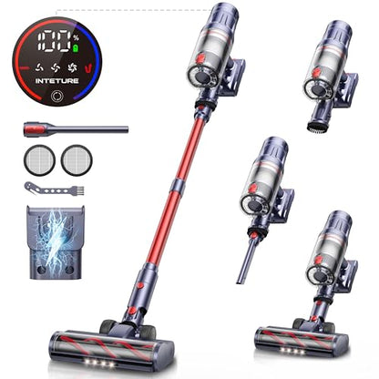 Cordless Vacuum Cleaner, 650W 55Kpa 70Mins Vacuum Cleaners for Home with Auto Mode/LED Display, Self-Standing Cordless Stick Vacuum Lightweight,Rechargeable Cordless Vacuum for Pet Hair/Carpet/Floors
