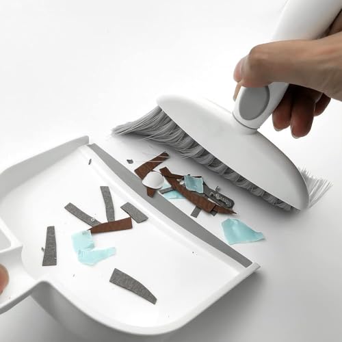 Dust pan, Mini Dustpan and Brush Set, Small Broom and Dustpan Set, Small Hand Broom and dust pan Set, Whisk Broom, Dust pan and Brush for Desk, Table, Home, Kitchen Necessities (Gray 2pcs) - size: 2pcs