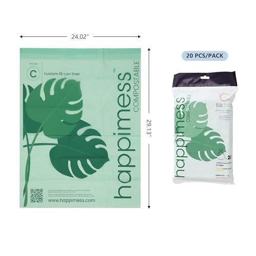 happimess 13.2 Gallon (50L) Drawstring Trash Bags, Unscented, Green, Liners for Kitchen and Household, Custom Fit 40 Count (2 Packs of 20 Liners) HPM3000C-G-2SET - color: Green, size: 40 Count (Pack of 1)