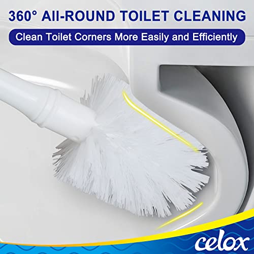 CELOX 12 Pack Dual Sided Non-Scratch Dish Sponge and 2 Set Compact Toilet Brush with Breathable Ventilation Stand Base