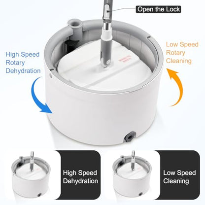 Mop and Bucket Set, Spin Mop and Bucket Set with Separation Dirty and Clean Water System Self Wringing Square Mop and Bucket with 3 Washable Microfiber Pads, Deep-Cleaning Mops for Floors