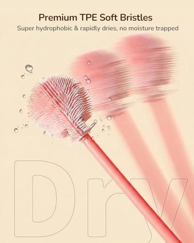 Extendable Bottle Brush with Straw Cleaner Brush, 10.8 to 14 Inches Adjustable Long Handle Water Bottle Scrubber for Cleaning Glasses, Cups, Coffee Mugs, tumblers with Replacement Head, Pink - color: Pink