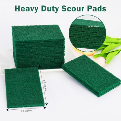 YoleShy 40 Pcs Scouring Pad, Dish Scrubber Scouring Pads,4 x 6 inch Green Reusable Household Scrub Pads for Dishes, Kitchen Scrubbers & Metal Grills - color: 40 Pcs