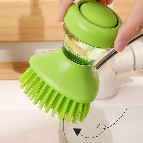 Dish Brush - Soap Dispenser Scrubber | Dishwasher Brush with Built-in Soap Dispenser and Holder, Ideal for Cleaning Pots, Pans, Sinks, Stoves, Utensils