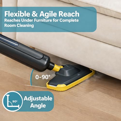 Simple Deluxe Steam Mop for Floor Cleaning, Lightweight Floor Steamer Cleaner Mop - Ideal for Hardwood/Tile/Laminate Floors Carpet, 2 Washable Pad, Black and Yellow