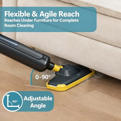 Simple Deluxe Steam Mop for Floor Cleaning, Lightweight Floor Steamer Cleaner Mop - Ideal for Hardwood/Tile/Laminate Floors Carpet, 2 Washable Pad, Black and Yellow