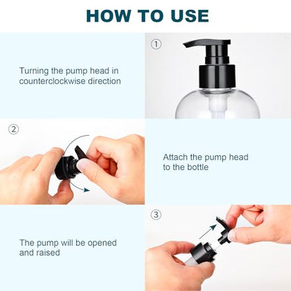 Plastic Pump Bottles Dispenser 2 Pack 10oz Clear Refillable Pump Bottle | Empty Pump Bottle with Dispenser Shampoo Conditioner for Shampoo, Liquid Soap, Massage Oil - size: 10oz