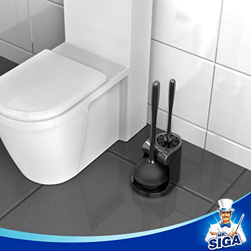 MR.SIGA Toilet Plunger and Bowl Brush Combo for Bathroom Cleaning, Black, 2 Sets - color: Black