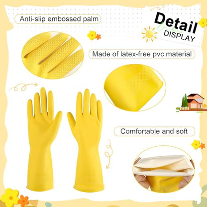 Long Cuff Cleaning Gloves Waterproof Reusable Household Gloves Anti Slip Grip for Kitchen Dishwashing Bathroom Garden Tasks - color: Yellow, size: Small
