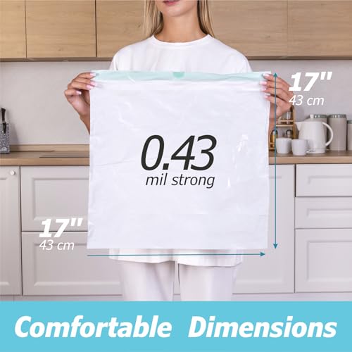 2.6 Gallon Drawstring Trash Bags - 0.43 Mil Strong - Small Garbage Bags - for Office Bathroom Kitchen - Individual, Unscented, White, 17" x 17", 60 Count - size: 60 Count (Pack of 1)