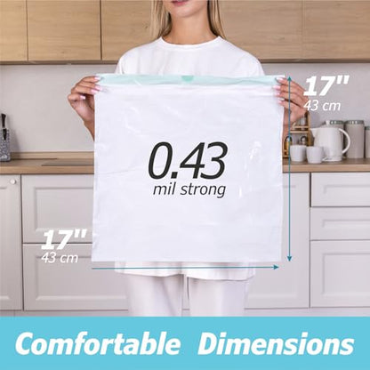 2.6 Gallon Drawstring Trash Bags - 0.43 Mil Strong - Small Garbage Bags - for Office Bathroom Kitchen - Individual, Unscented, White, 17" x 17", 60 Count - size: 60 Count (Pack of 1)
