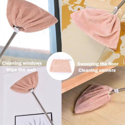 2 Pack Broom Cloth Covers Wet or Dry Cleaning Mops with Adjustable Drawstring Closure Multi-Purpose Microfiber Floor Towel Washable Reusable Cleaning Cloth for Pet Hair, Dust, Stain, Windows (Red) - color: Red