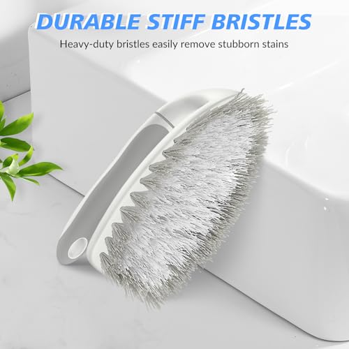 SetSail Heavy Duty Scrub Brush, Stiff Bristles Cleaning Brush with Non Slip Handle Shower Scrubber for Bathroom Kitchen Bathtub Tile Sink, 2 Pack(Grey White) - color: White