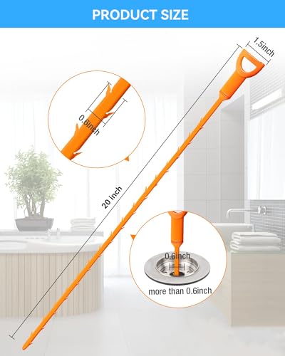 6 Pack Drain Clog Remover - Flexible Drain Snake for Effective Cleaning Hair and Debris in Sink or Bathtub, 20 Inch - style: 20 IN