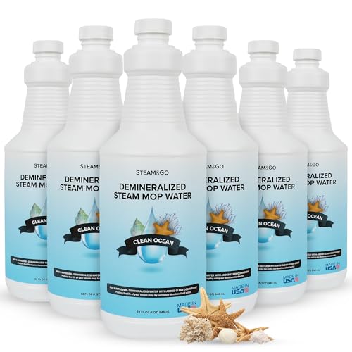 Steam & Go Demineralized Water for Steam Mop – Clean Ocean Scent, 32 oz (Pack of 6) | Scented Floor Cleaner Solution, Ready-to-Use, Compatible with Any Steam Cleaner - size: 32 Fl Oz (Pack of 6)
