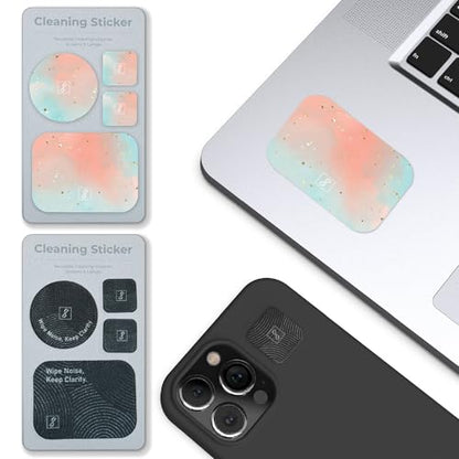 SleekStrip Portable Cleaning Sticker Pad Reusable Screen Cleaner Wipes Lens Cleaner Wipes for Phone iPad Car Touch Screen Display MacBook Computer Laptop Camera Lens Electronic TV Monitor - 2PK (8PCS) - color: Ripples + Sweet Dream (Pack of 2)