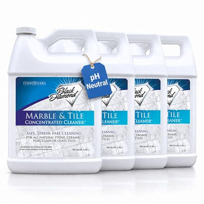 Black Diamond Stoneworks Marble & Tile Floor Cleaner Concentrate, pH Neutral, Streak-Free & No-Rinse Formula for Granite, Travertine, Limestone, Slate, Ceramic & Porcelain Floors (4-Gallons) - size: 128 Fl Oz (Pack of 4)