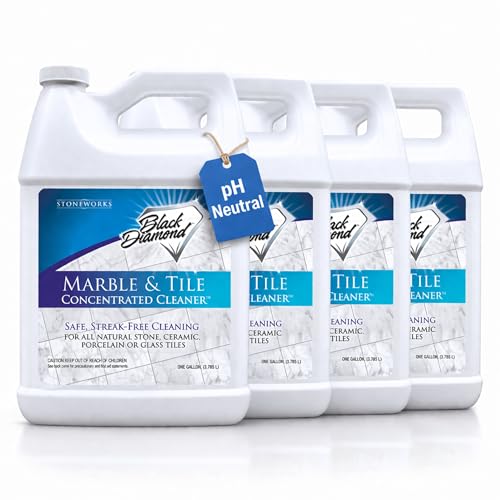 Black Diamond Stoneworks Marble & Tile Floor Cleaner Concentrate, pH Neutral, Streak-Free & No-Rinse Formula for Granite, Travertine, Limestone, Slate, Ceramic & Porcelain Floors (4-Gallons) - size: 128 Fl Oz (Pack of 4)