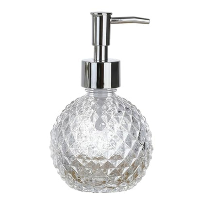 220ml/7.3oz Clear Glass Soap Dispenser with Plastic Pump, Refillable Hand Soap & Lotion Bottle for Bathroom, Kitchen Countertop & Laundry Room