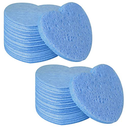 100-Count Compressed Facial Sponges for Estheticians Heart Shape Natural Cellulose Sponge Professional Cosmetic Spa Sponges for Face Cleansing, Massage, Pore Exfoliating, Mask, Makeup Removal, Blue - color: 100- Pack Blue