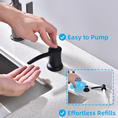 Soap Dispenser for Kitchen Sink, Built in Sink Soap Dispenser Long Spout Matte Black ABS Pump Head with 11 oz Soap Bottle - color: Matte Black