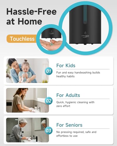 AIKE Automatic Wall Mount Liquid Soap Dispenser, Commercial Stainless Steel with 25oz Large Capacity Save Time Effort and Cost,Model AK1205(Matte Black) - color: Matte Black