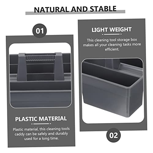 Happyyami Thick Plastic Cleaning Basket with Portable Handle Versatile Storage Organizer for Cleaning Tools and Supplies for Home and Office Use