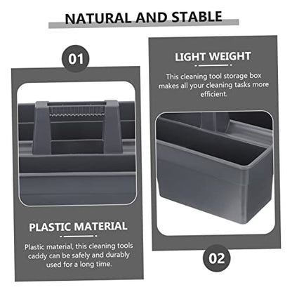 Happyyami Thick Plastic Cleaning Basket with Portable Handle Versatile Storage Organizer for Cleaning Tools and Supplies for Home and Office Use