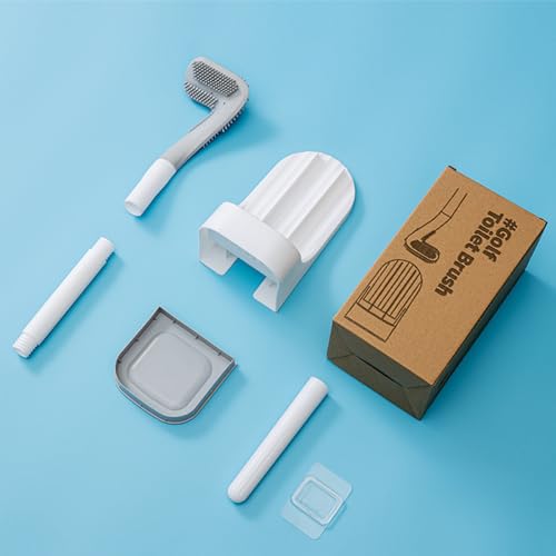 Silicone Toilet Brush and Holder Set, Golf Head Design, Flexible Toilet Bowl Brush Head with Silicone, Long Handle, Wall Mounted with Removable Anti-Leakage Base, Bathroom Deep Cleaning (White) - color: White