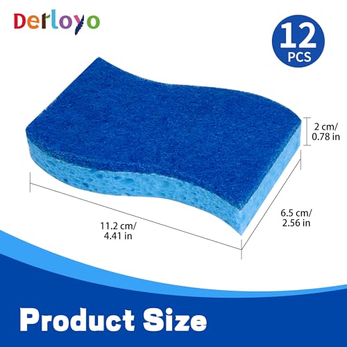 12 Count Non-Scratch Dish Sponges Kitchen, Long Lasting Cleaning Sponges for Dishes,Dual Sided Kitchen Sponges, Cleans Fast Without Scratching, Easy to Dry and Reusable-Blue - color: Blue-12