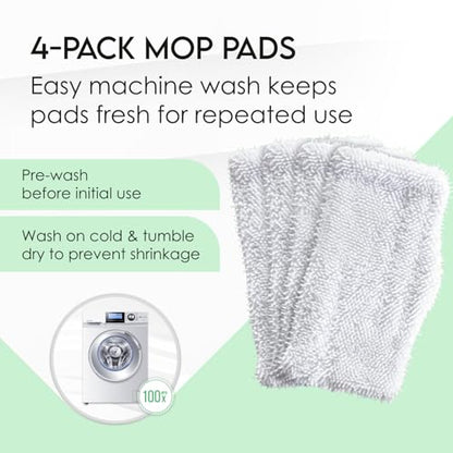 Turbo Microfiber 4-Pack Mop Pads for Shark Steam Mop SK Series & S Series - Shark Steam Replacement Pads